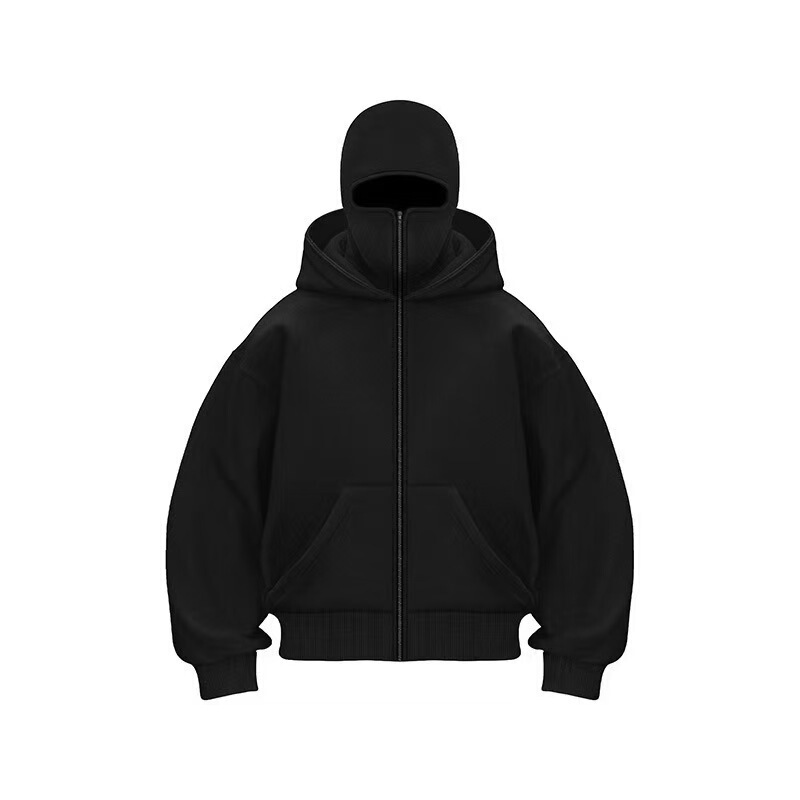 Cross-Border European and American New Spring and Autumn Men's Fashion Thickened Double-Layer Hooded Sweatshirt with Double Hood and Double Collar Zipper Shirt Cross-Border European and American New Spring and Autumn Men's Fashion Thickened Double-Layer Hooded Sweatshirt with Double Hood and Double Collar Zipper Shirt