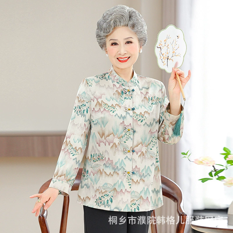 Темперамент бабушкины весенние рубашки для пожилых мам весной и летом свободные топы для пожилых людей с длинными рукавами одежда новая женщина