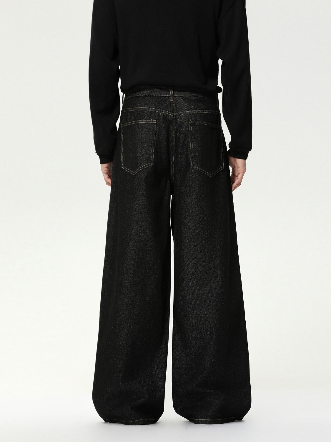 MTLCLOTHES Hombres| Retro multi-botones de cintura media base de vaca piernas anchas rectas jeans lavados con agua