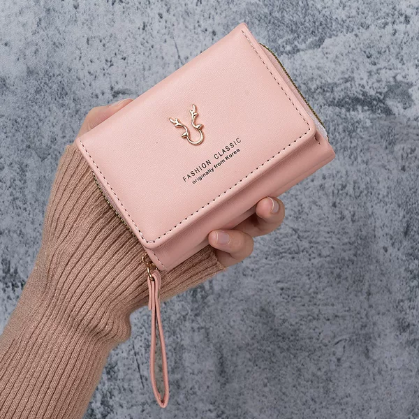 Cross-Border Women's Small Wallet Leather New Hand Coin Purse Two-In-One Zipper 70% off Card Holder Integrated Storage Bag