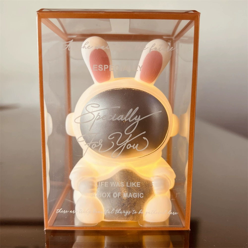 Astronaut night light, space rabbit design, portable warm LED lamp (gift box options)
