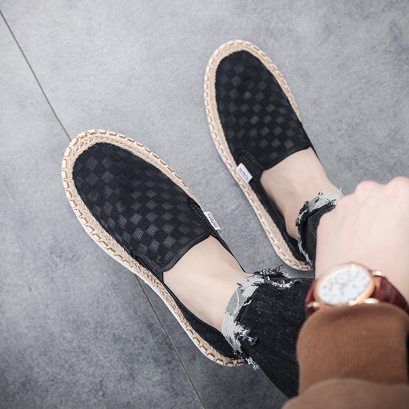 Zapatos de verano para hombre, estilo transfronterizo, 2025, nuevos, sin cordones, de malla transpirable, tipo pescador, estilo antiguo de Pekín, de lona