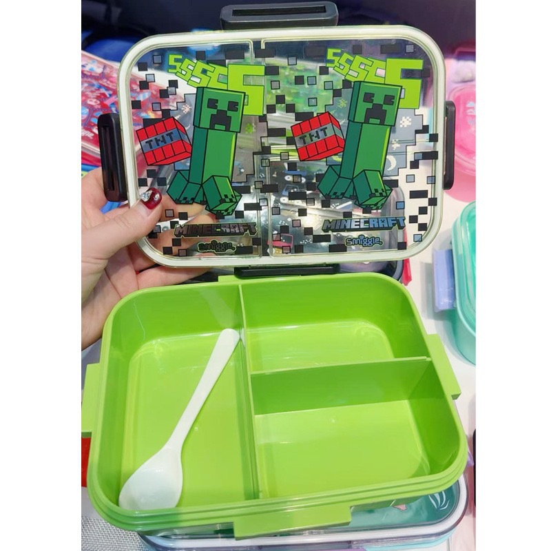 Caja de almuerzo con hebilla de múltiples cuadrículas para niños smiggle Caja de almuerzo de plástico de comida ligera para estudiantes con vajilla Caja de almuerzo