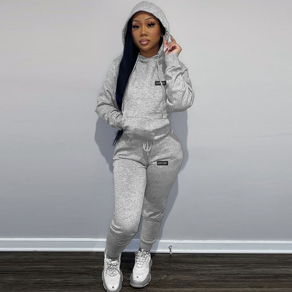 N8999L35 didelis moteriškas pliušinis megztinis moteriškas dviejų dalių džemperis laisvalaikio margintas sportinis užvalkalas_voghion.com