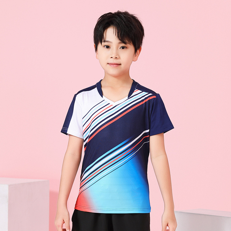 Seco rápido transpirable poliamonio bádminton set hombre y mujer V-cuello chaqueta deportiva para niños logotipo de impresión de adultos