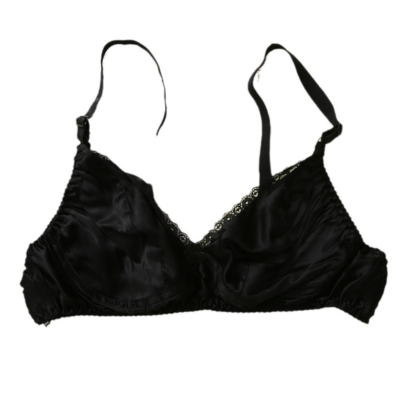 Wholesale New Style Mulberry Silk Double-Sided Silk Bra, Thin, Comfortable, Breathable, Large Size, for Middle-Aged and Elderly Mothers