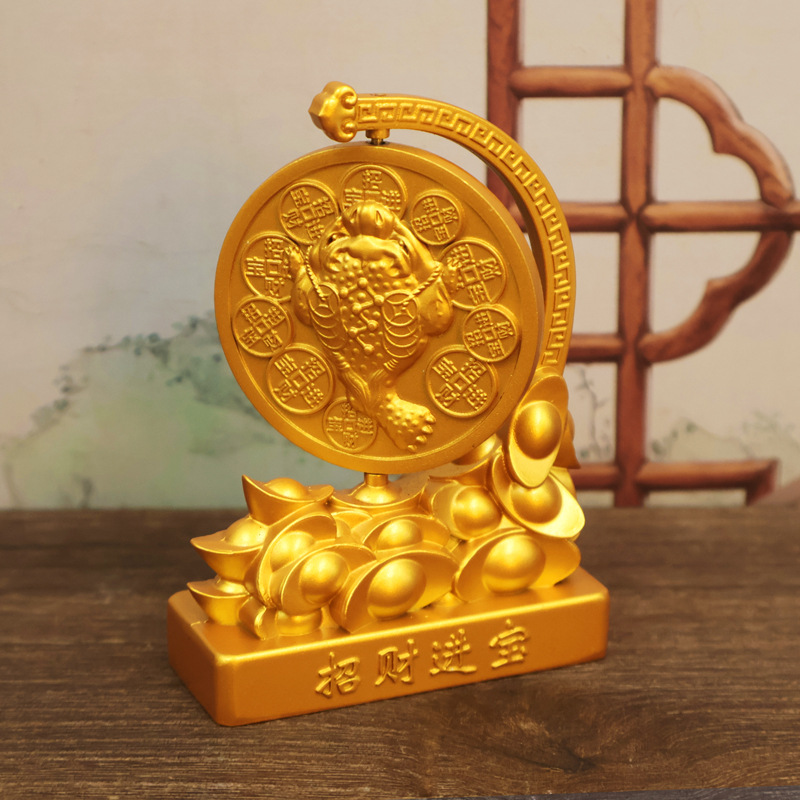 행운의 황금 두꺼비 회전 장식 홈 거실 사무실 와인 캐비닛 매장 입구 장식 생일 선물