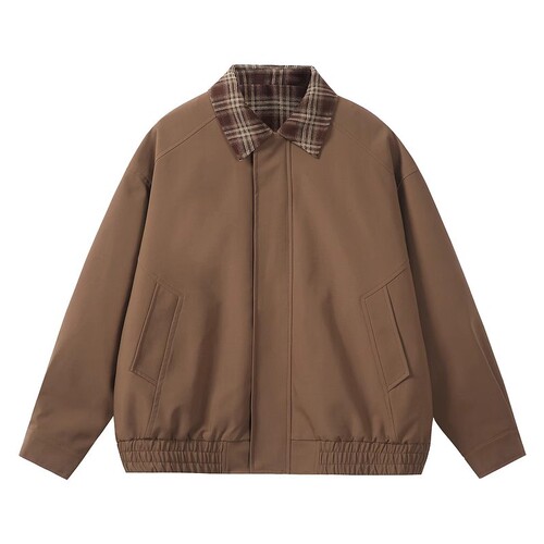 Leatherette Two-Piece Brown Jacket for Men - Spring and Autumn Hollington Collar Jacket Cleanfit Baseball Shirt