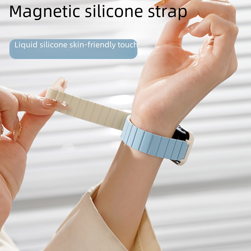Applicable for Huawei Band 9/8/7 Strap, Huawei Watch 6 Pro Wrist Strap, Honor 7 Silicone Magnetic Loop Wrist Strap for Men