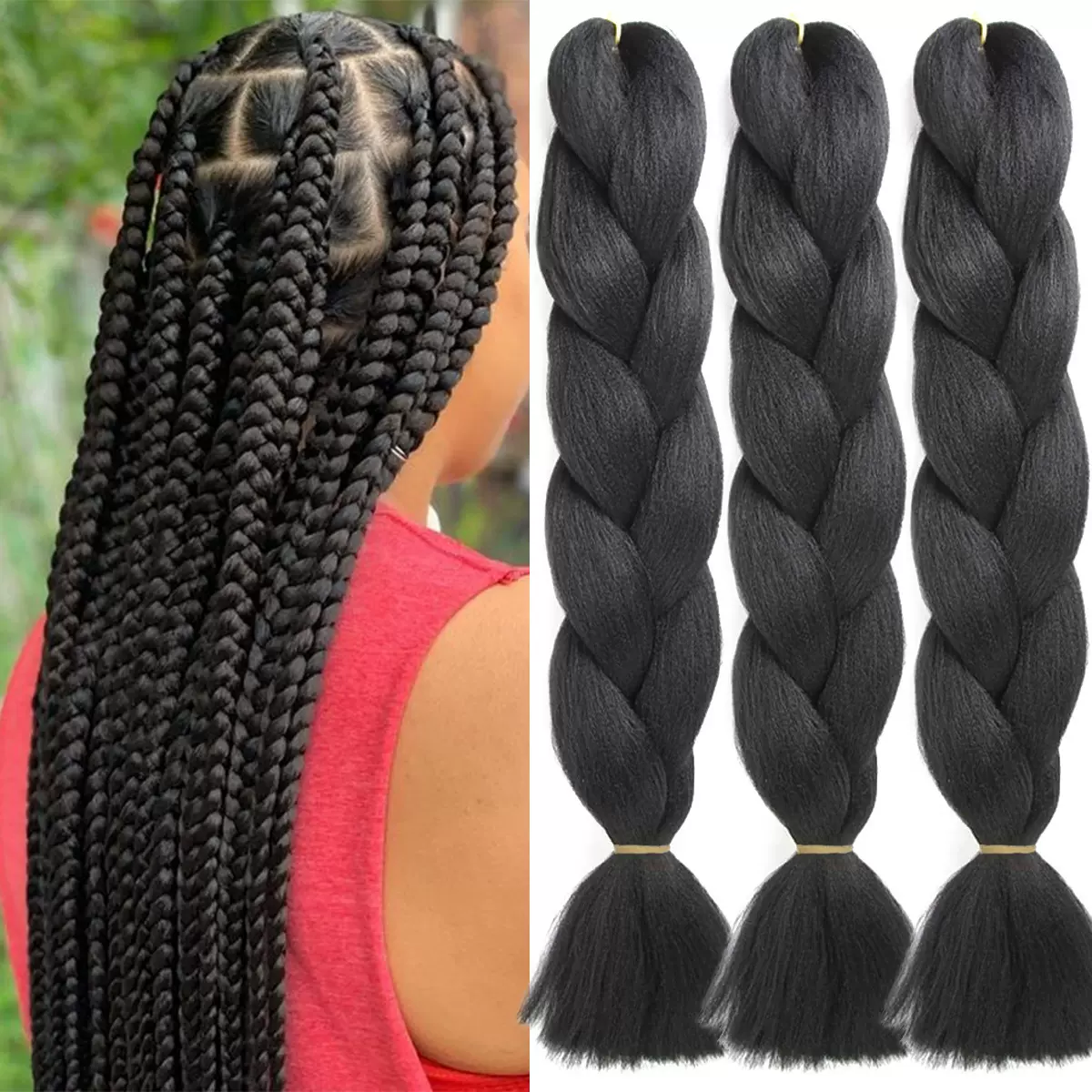 非洲假发辫子化纤大辫子jumbobraidhair高温雅克丝脏辫化纤