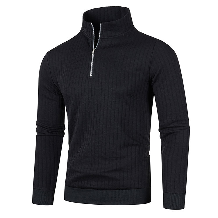 Leisure Pullover Men’s Half-high Collar Zip Sweater