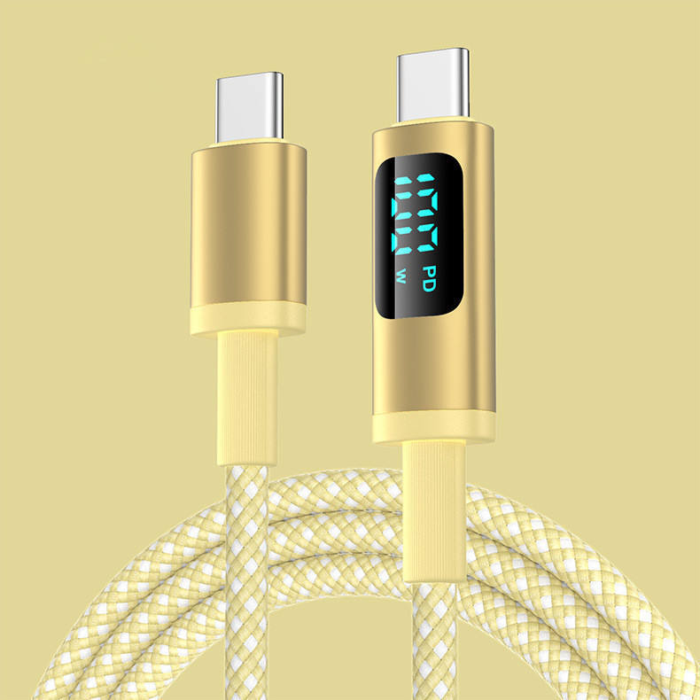 华加斯100w数显数据线适用苹果15 ipad笔记本电脑双type-c快充充