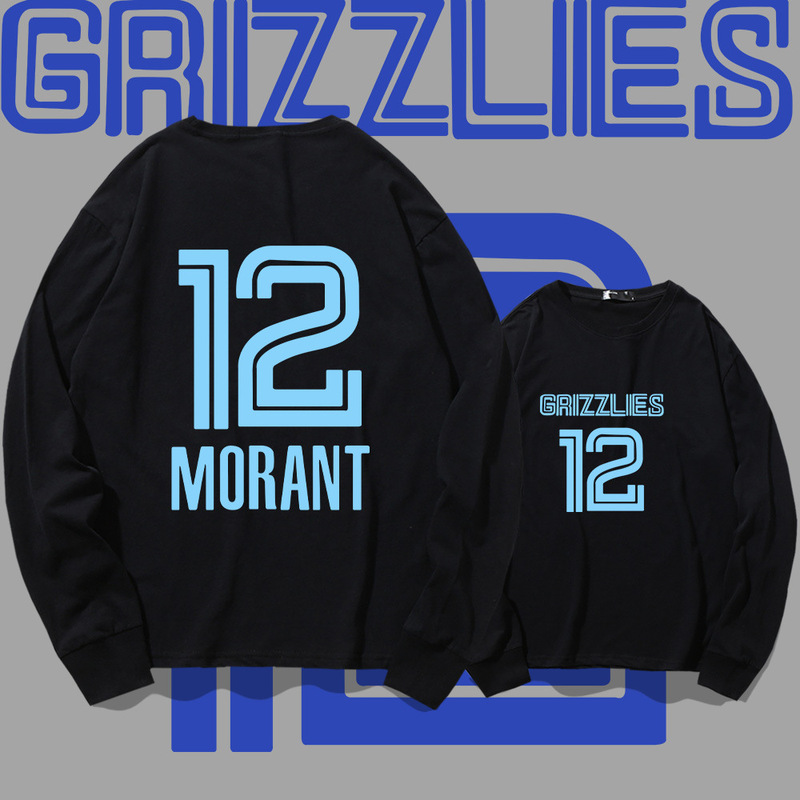 Memphis Grizzlies No.12 Long-sleeved T-shirt Men's Spring and Summer Basketball Morant Cotton Loose Top