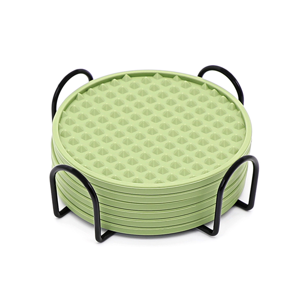 Amazon puede imprimir logo almohadilla de aislamiento térmico juego de silicona posavasos 10cm posavasos de té anti-escaldado alfombra redonda antideslizante para el hogar