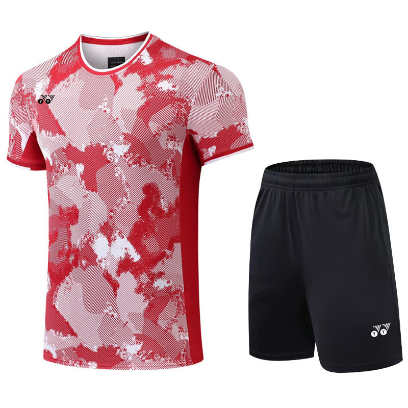 Yy Quick-Drying Badminton Clothing Short-Sleeved Men's and Women's Suits Sportswear Table Tennis Tennis Clothing Training Competition Team Uniforms Group Purchase