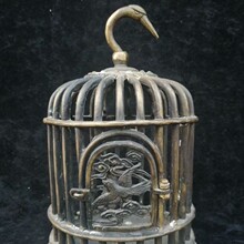 纯铜家居鸟笼铜器摆件 黄铜仿古做旧古玩金属工艺品收藏品
