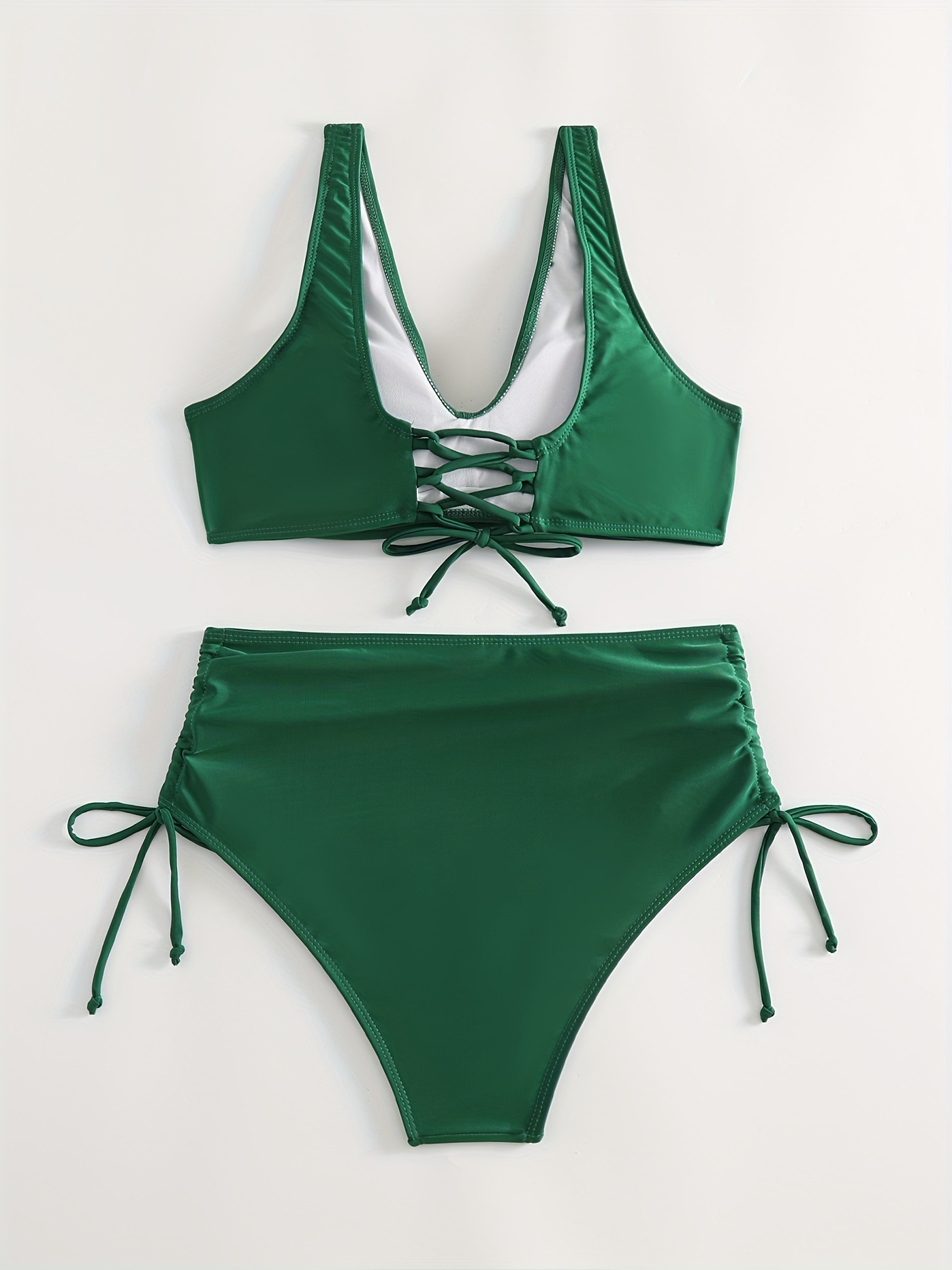 136g Weight Sexy Feel Of Sensation Mid Waist Panties Waist Bikini Panties Style Bralette Bra Category Polyester Fabric Type 2 Pieces Set Quantity Swimming Pool, Beach Occasion Solid Color Pattern Women's Gender Women's Solid Color 2 Pieces Set Bikinis Swimwear 22