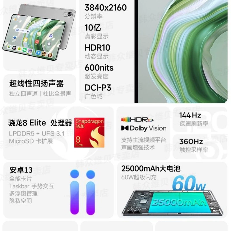 Процессор Snapdragon 8 Extreme Edition Игровой планшет 5G Full Netcom Пэд легковесная узкая рамка Android Офис Учеба Новый продукт