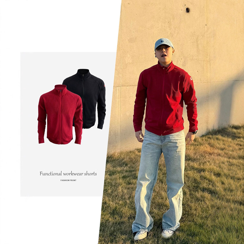 Lulu's Same Canadian Limited Zipper Cardigan Jacket Spring and Summer Outdoor Sports Men's Base Layer Jacquard Sweatshirt