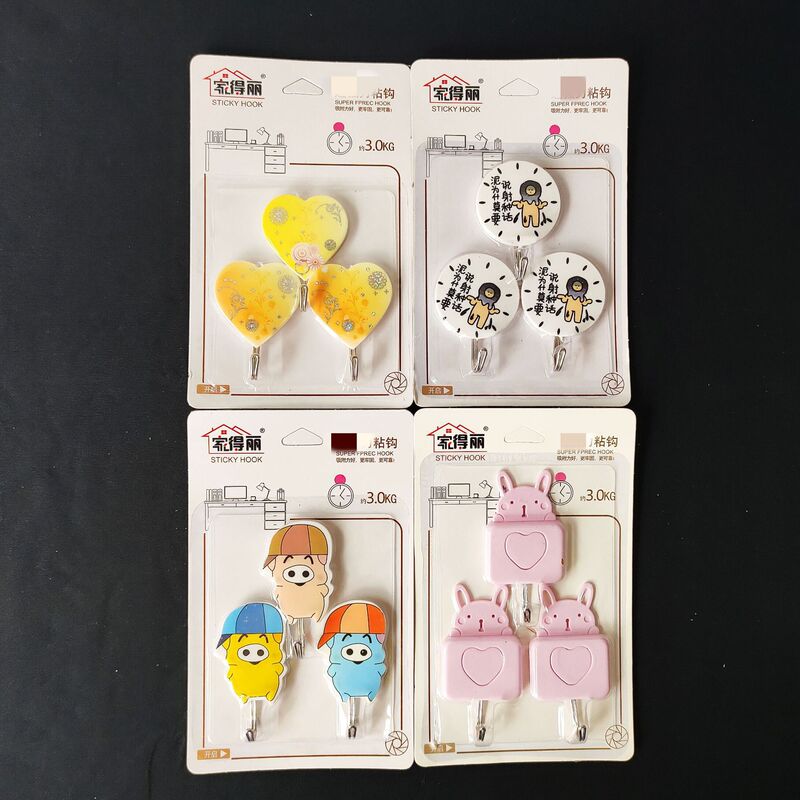 Cartoon mixed 3 PCs sticky hook punch-free plastic adhesive kitchen bathroom tile strong sticky hook in stock wholesale Cartoon mixed 3 PCs sticky hook punch-free plastic adhesive kitchen bathroom tile strong sticky hook in stock wholesale