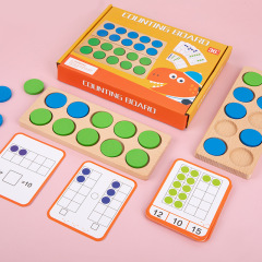 Wooden Children's Ten-Grid Teaching Aid for Math Number Sense Enlightenment and Logical Development, Montessori Early Education Brain Teaser Toy