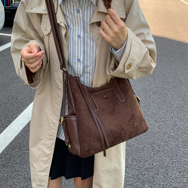 复古高级感大容量托特包女包2025新款秋季时尚小众磨砂多用双肩包|undefined