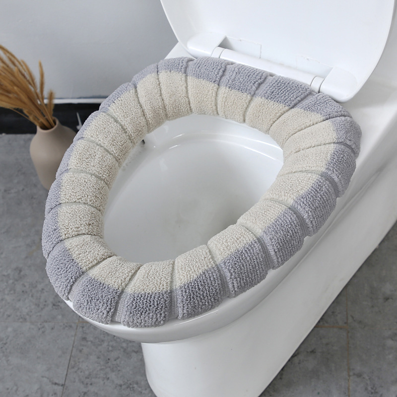 便座クッション、冬用厚みのある便座カバー、オールシーズン対応のユニバーサル家庭用便座、便座ガスケット、ニット便座クッション|undefined