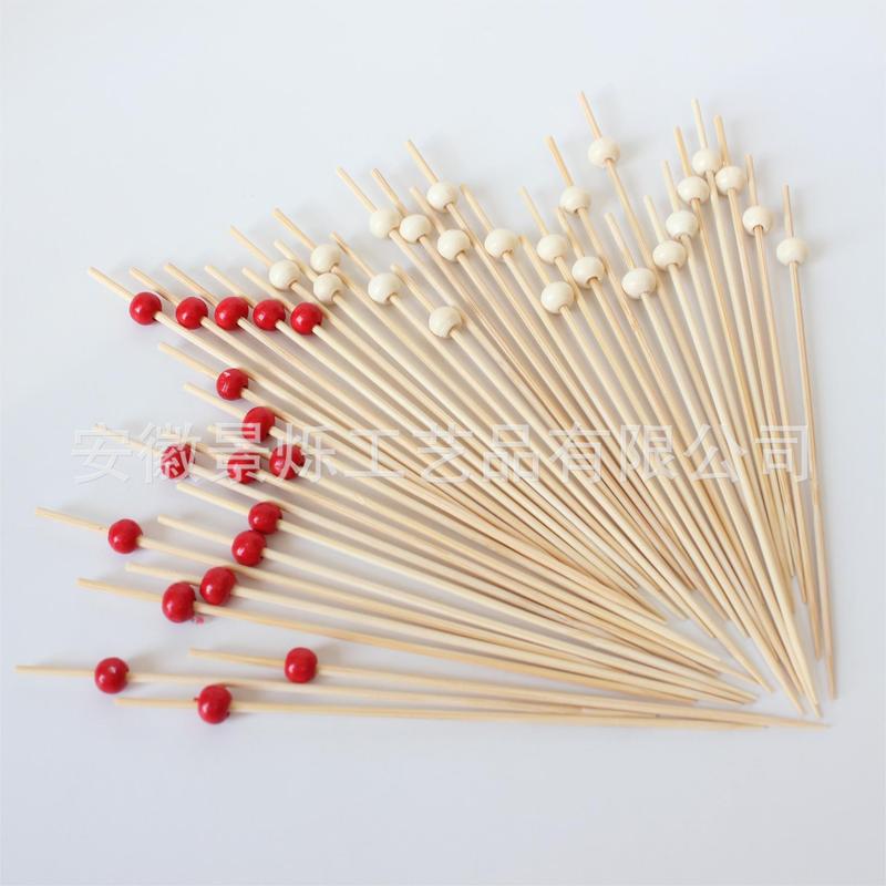 直径6x7mmの丸玉、ベージュビーズ、レッドビーズ、使い捨て装飾竹串、フルーツ串、工場直送、100個|undefined