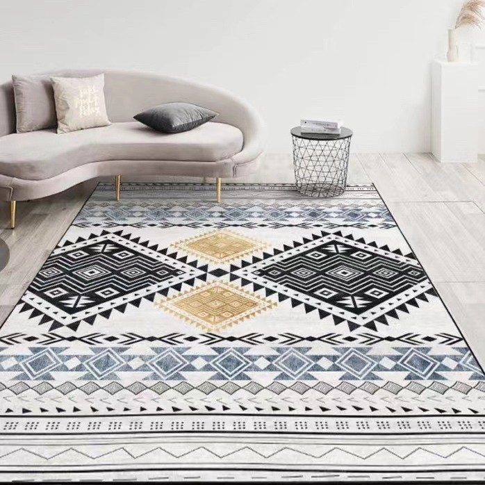 Alfombra geométrica simple, tapete de imitación de cachemira para sala de estar, cobertura completa de gran área, alfombra para dormitorio junto a la cama, tapete para los pies junto a la mesa de centro del sofá