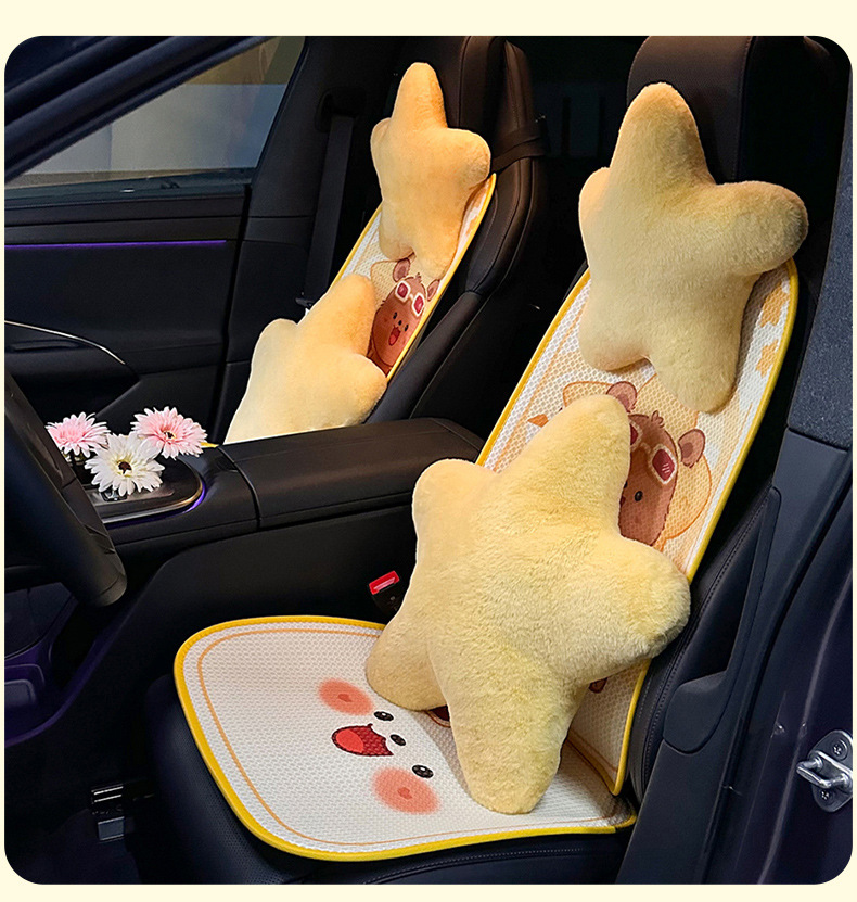 2026 New Car Headrest Neck Pillow Creative Cute Star Car Cushion High-End Car Lumbar Support Cushion