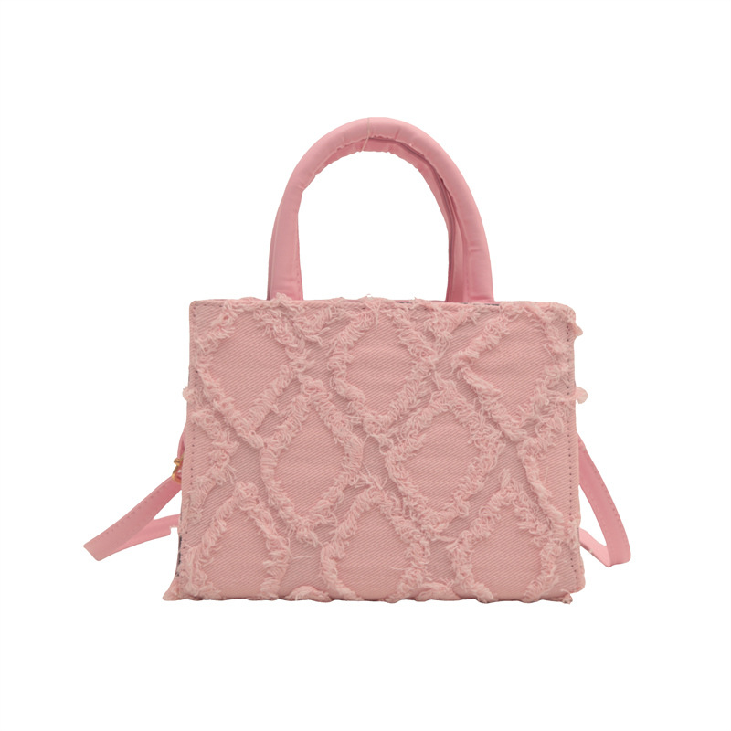 2024 nuevo estilo simple de moda de transporte de gran capacidad de tela de Oxford de diamante de verano bolso de hombro pequeño bolso de mujer