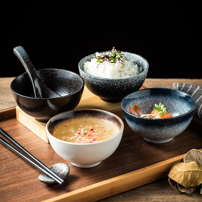 Wholesale Rice Bowl Single Ceramic Bowl Household Dining Small Bowl Tableware Retro Soup Bowl Restaurant Noodle Soup Bowl Wholesale Rice Bowl Single Ceramic Bowl Household Dining Small Bowl Tableware Retro Soup Bowl Restaurant Noodle Soup Bowl