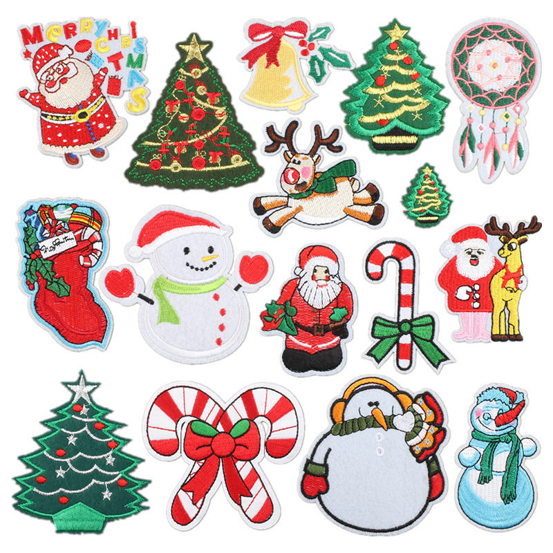 Santa Claus embroidery cloth sticker Christmas day series ironing embroidery label Patches sticker