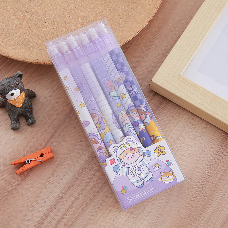 6 lápices de actividad en caja, papelería creativa para estudiantes, lápiz automático HB sin cortar, pincel de dibujo de caligrafía fresco