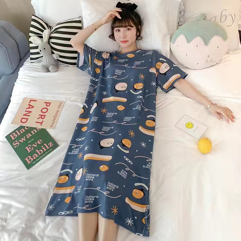 Camisón mujer verano manga corta 2024 estilo ins japonés lindo perro de laurel de jade talla grande se puede usar ropa de hogar para mujeres embarazadas