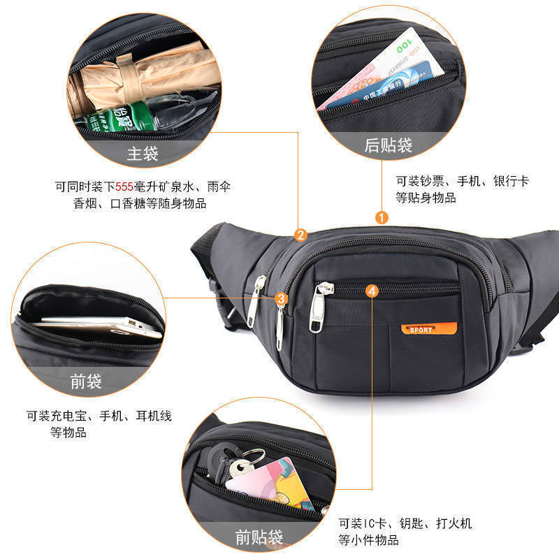 New Waist Bag Women's Large Capacity Multi-functional Anti-splashing Cash register Business Bag Outdoor Travel Fashion Mobile Phone Waist Bag for Men