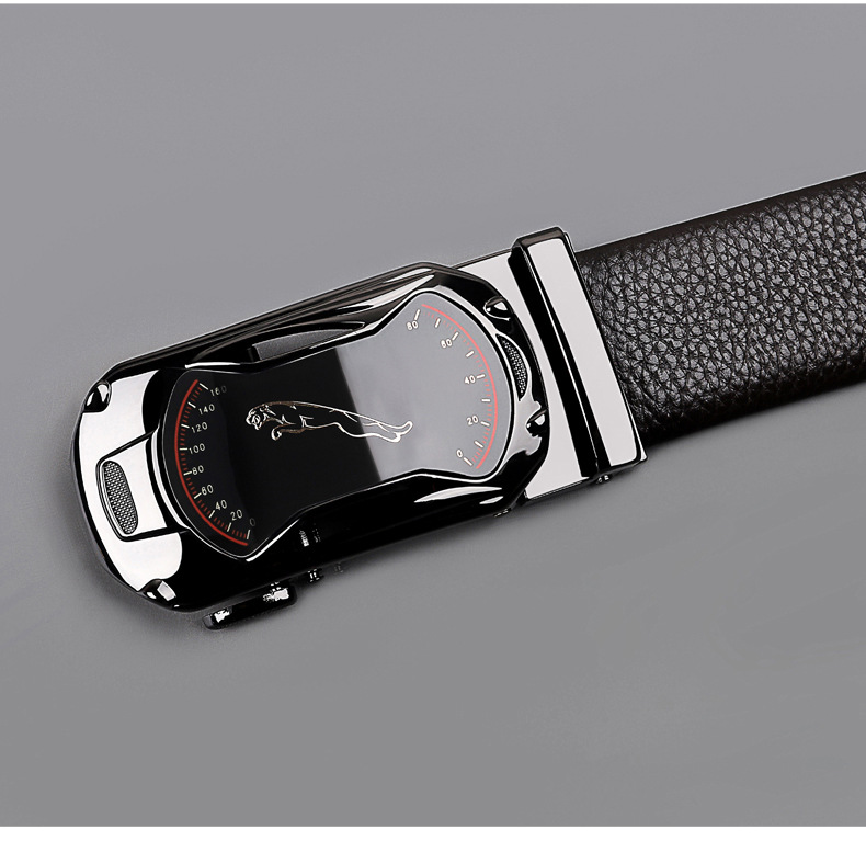 Cintura da uomo in pura pelle di vacchetta con fibbia automatica in pelle da uomo_voghion.com