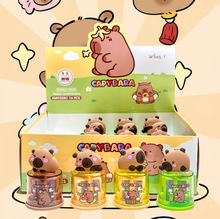 卡皮巴拉卷笔刀硅胶造型圆形双孔削笔器小学生铅笔旋转刀可爱笔刨