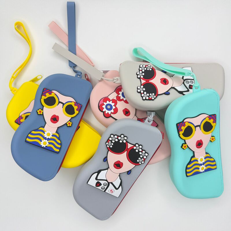 Cute Sunglasses Storage Bag, Portable Glasses Case Storage Bag, Anti-Fall Silicone Storage Bag, Hanging Glasses Bag for Women
