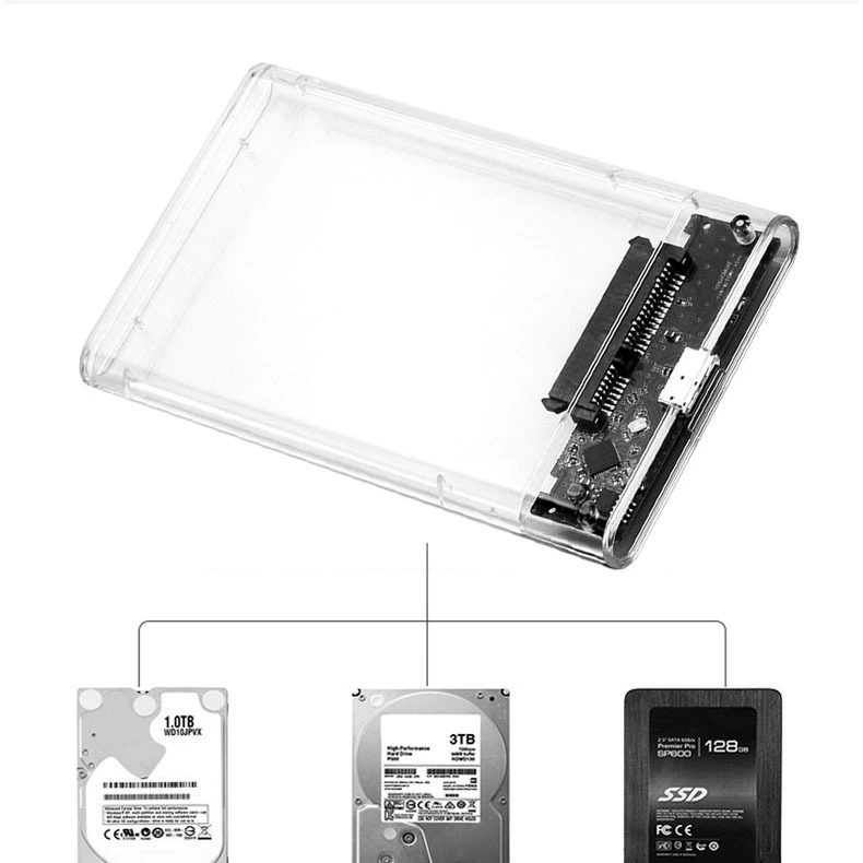 Прозрачный корпус для мобильного жесткого диска USB3.0, 2.5" для механического/SSD диска, корпус-коробка, модифицированный ридер с магнитом
