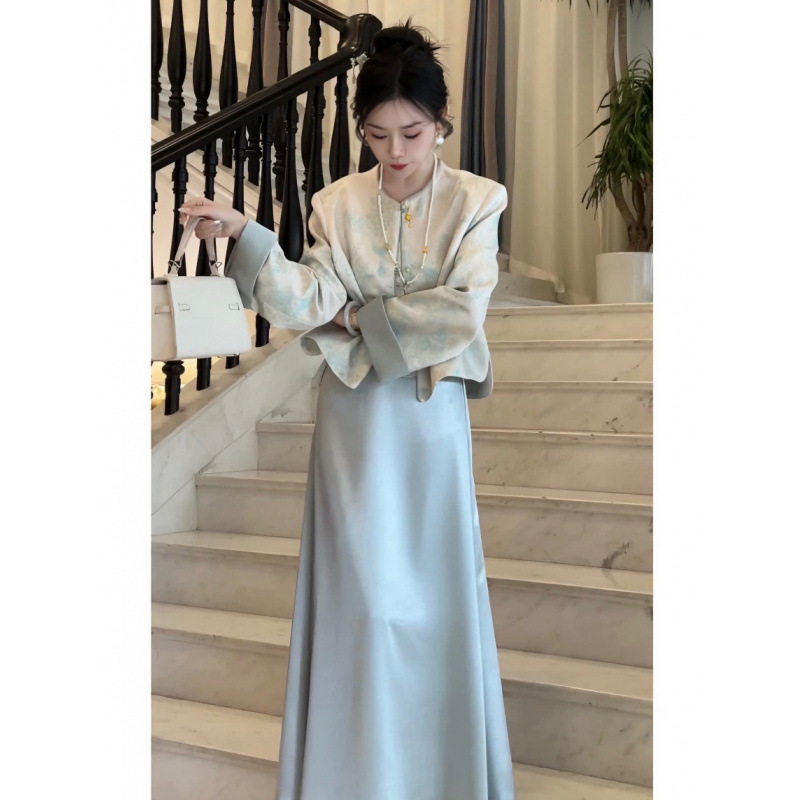 新中式国风套装女2025春季新款提花盘扣气质外套|undefined
