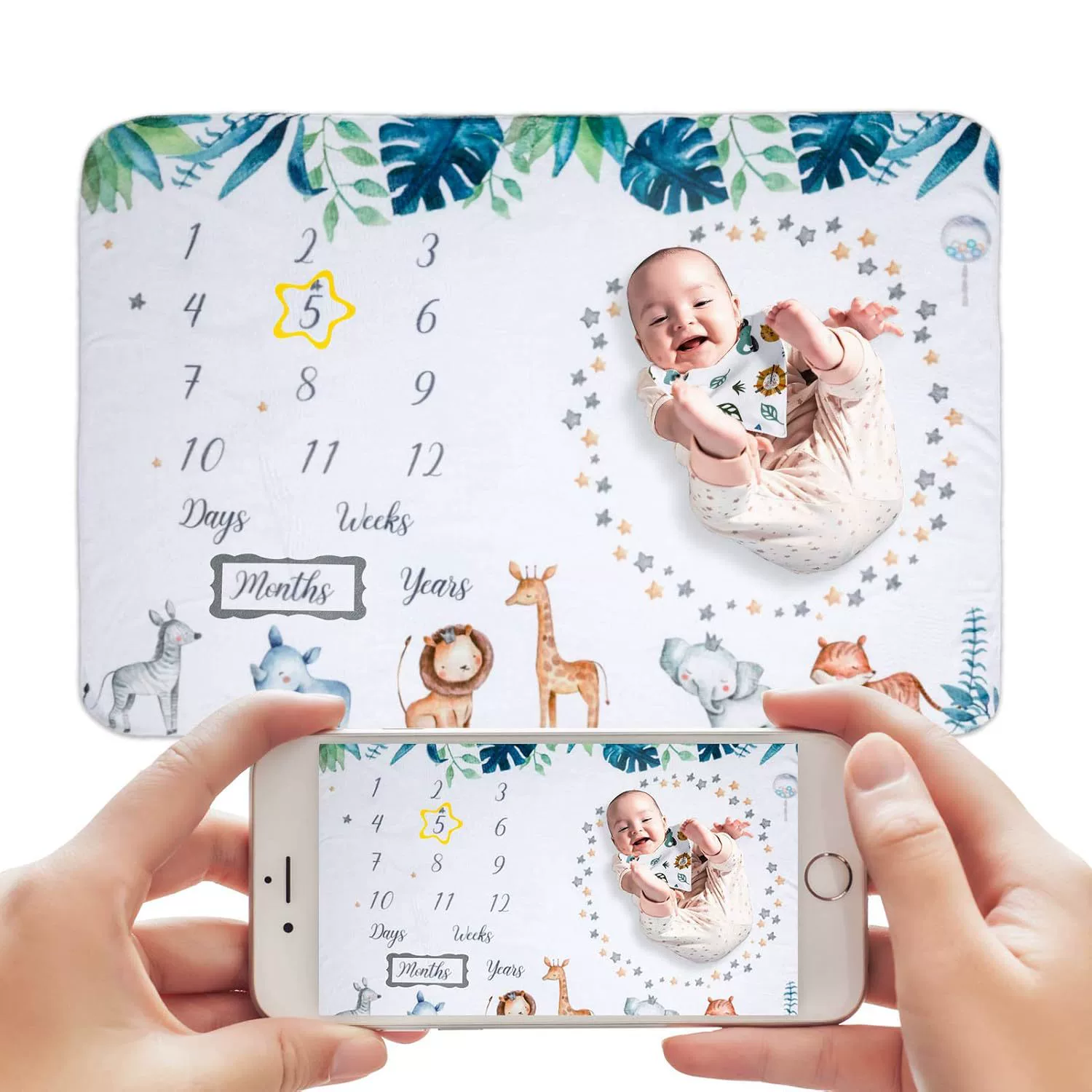 Плед для фотосессий новорожденных, фланелевый плед для ежемесячных фотосессий, плед для памятных моментов роста малыша, покрывало для коляски