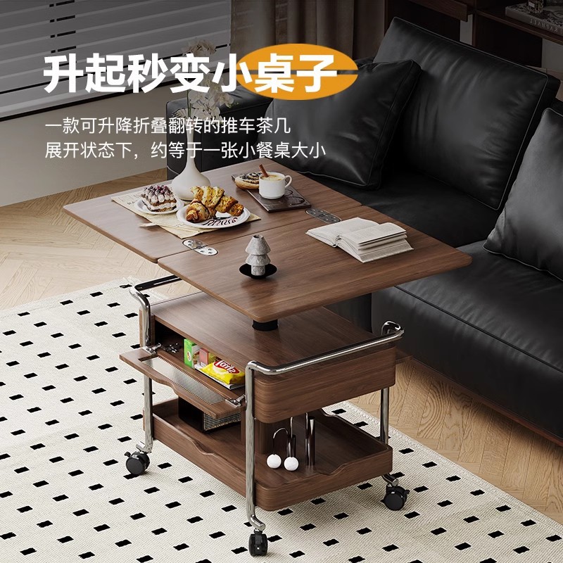 Carro medieval sala de estar con ruedas plegables móviles mesa móvil mesa de centro elevadora mesa lateral de sofá mesa lateral de cama