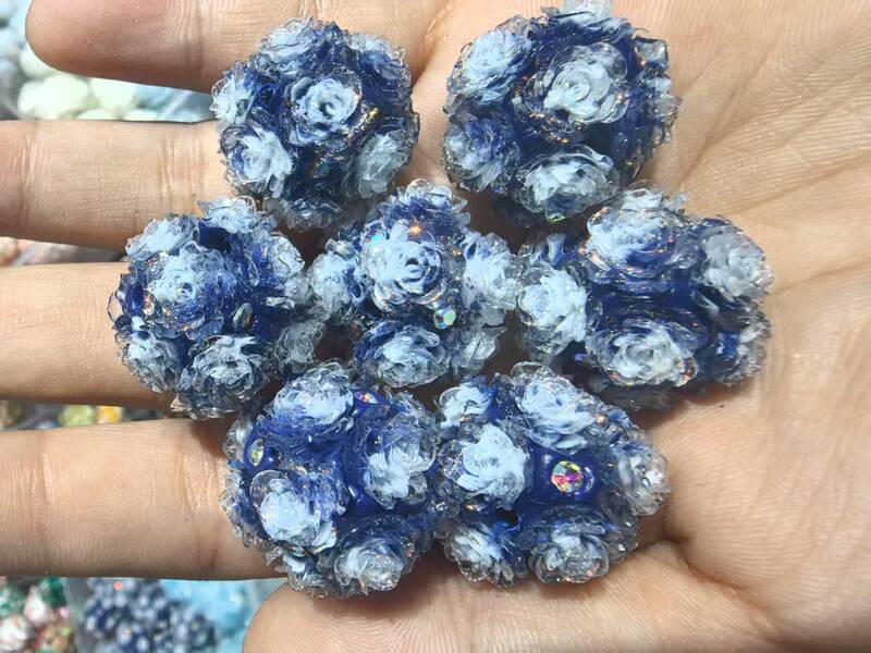 新款深浅系列仿真山茶花花球可过笔直孔DIY手机链饰品配件|undefined