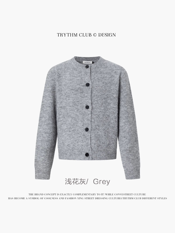 TRYTHMCLUB 简约老钱风高级针织开衫街头潮流男女同款毛衣|undefined