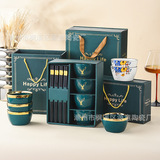 Керамические квадратные блюда и палочки для палочек, установите один оленя с вами в Phnom Penh Penh Color Share Moid