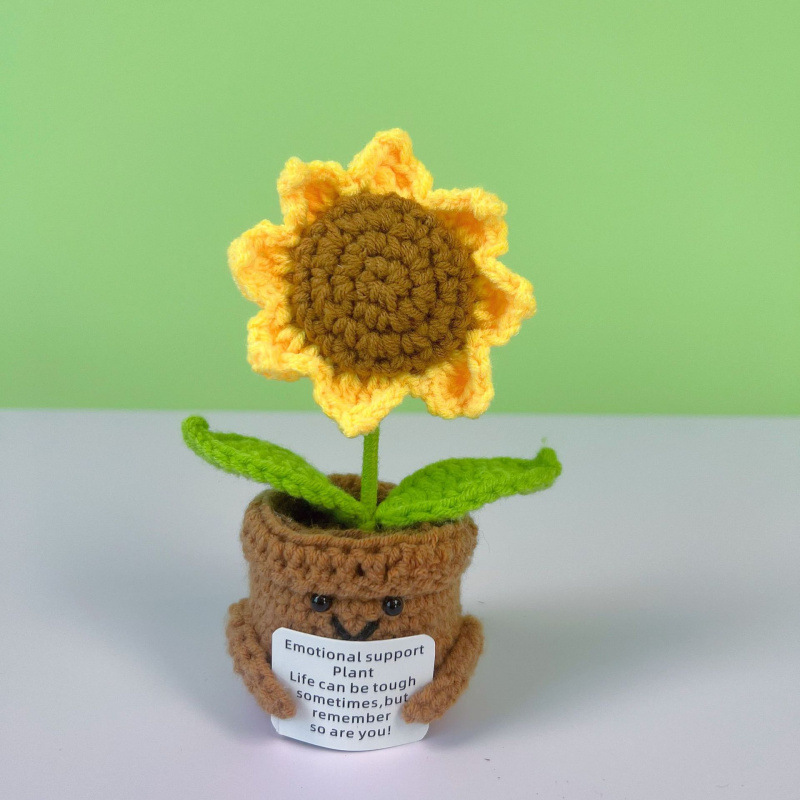 Lama tejida transfronteriza terminada, amor, planta en maceta, decoración de escritorio de estudio de flores artificiales, día de San Valentín, Navidad