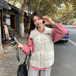 Cross-border 2024 Winter Women's Loose Short plus size Sleeveless Solid Color Knitted Laps Vest Jacket Trendy