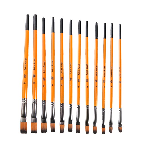 Cross-border orange light color nylon hair oil paint brush set 12 gouache watercolor painting brushes round head hook line pen brushes