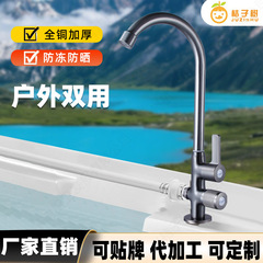 户外专用水龙头庭院花园室外一进二出防冻晒全铜单冷水龙头洗手盆